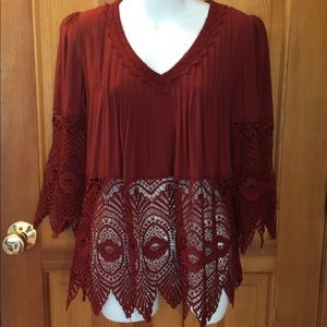 Anthropologie Kimchi Blue Burgundy Blouse size s
